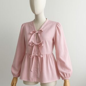 Women's Bow-Front Peplum Blouse